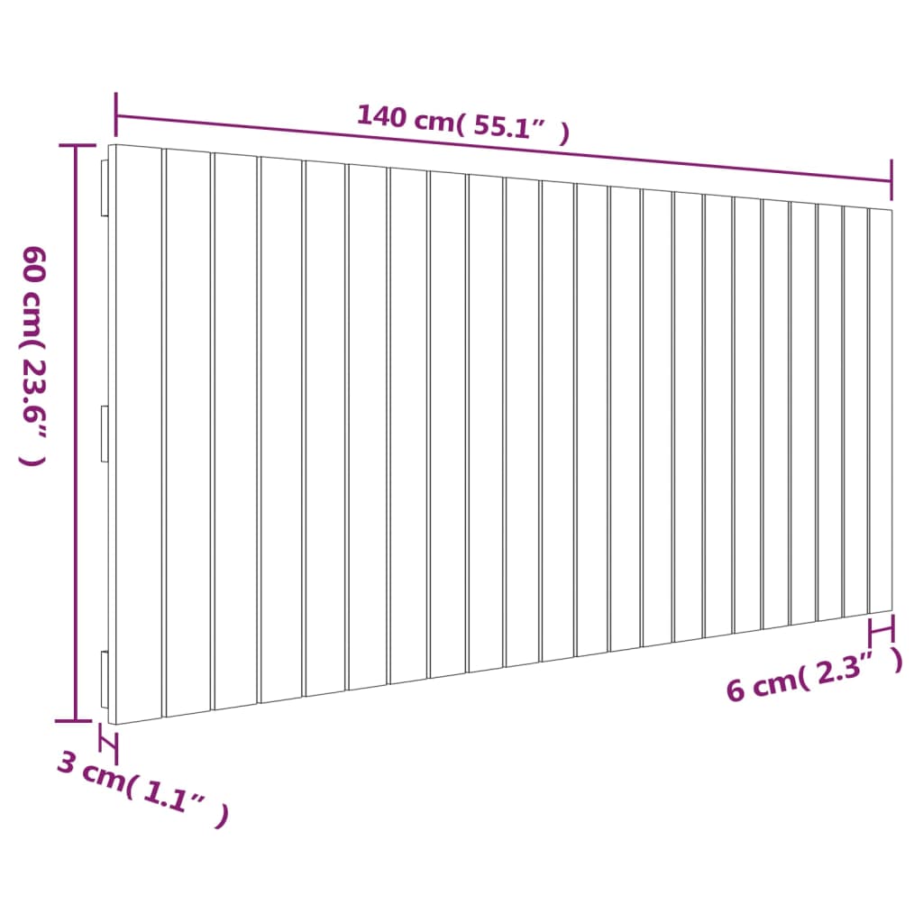 Wall Headboard 140 cm Solid Wood Pine