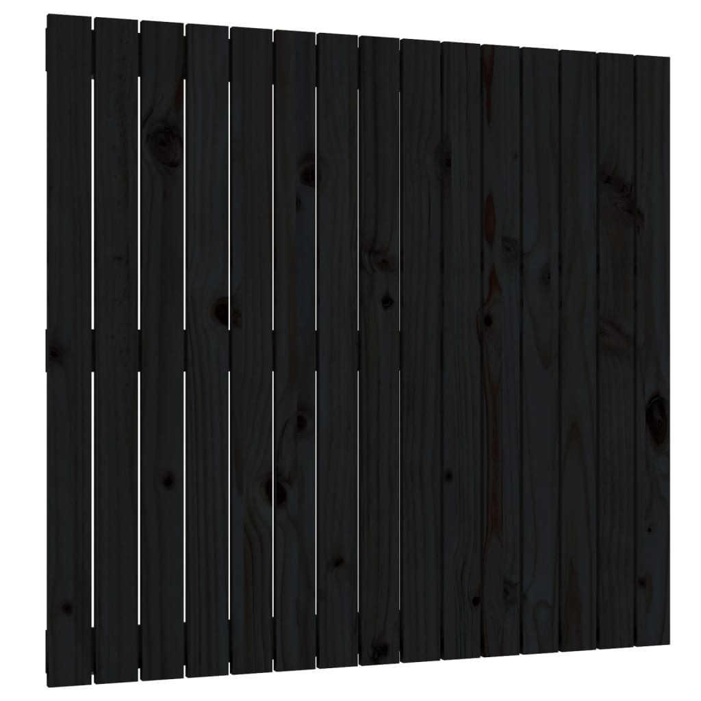 Wall Headboard Black 95.5 cm Solid Wood Pine