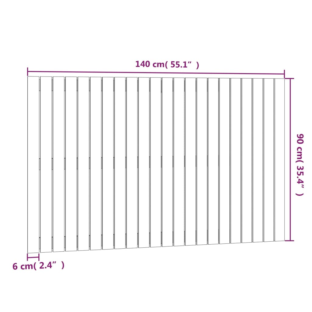 Wall Headboard White 140 cm Solid Wood Pine