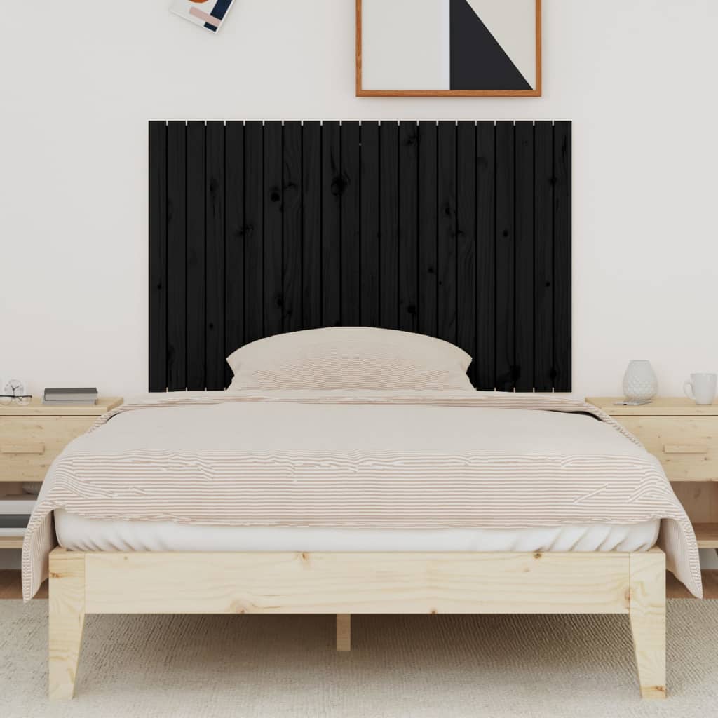 Wall Headboard Black 140 cm Solid Wood Pine