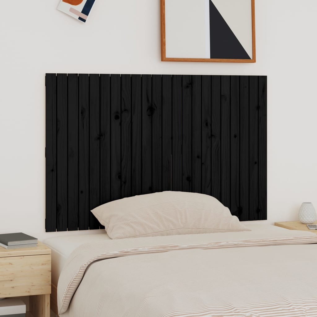 Wall Headboard Black 140 cm Solid Wood Pine