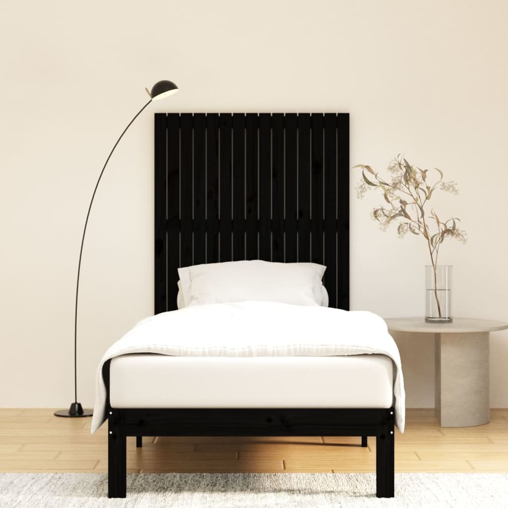 Wall Headboard Black 95.5 cm Solid Wood Pine