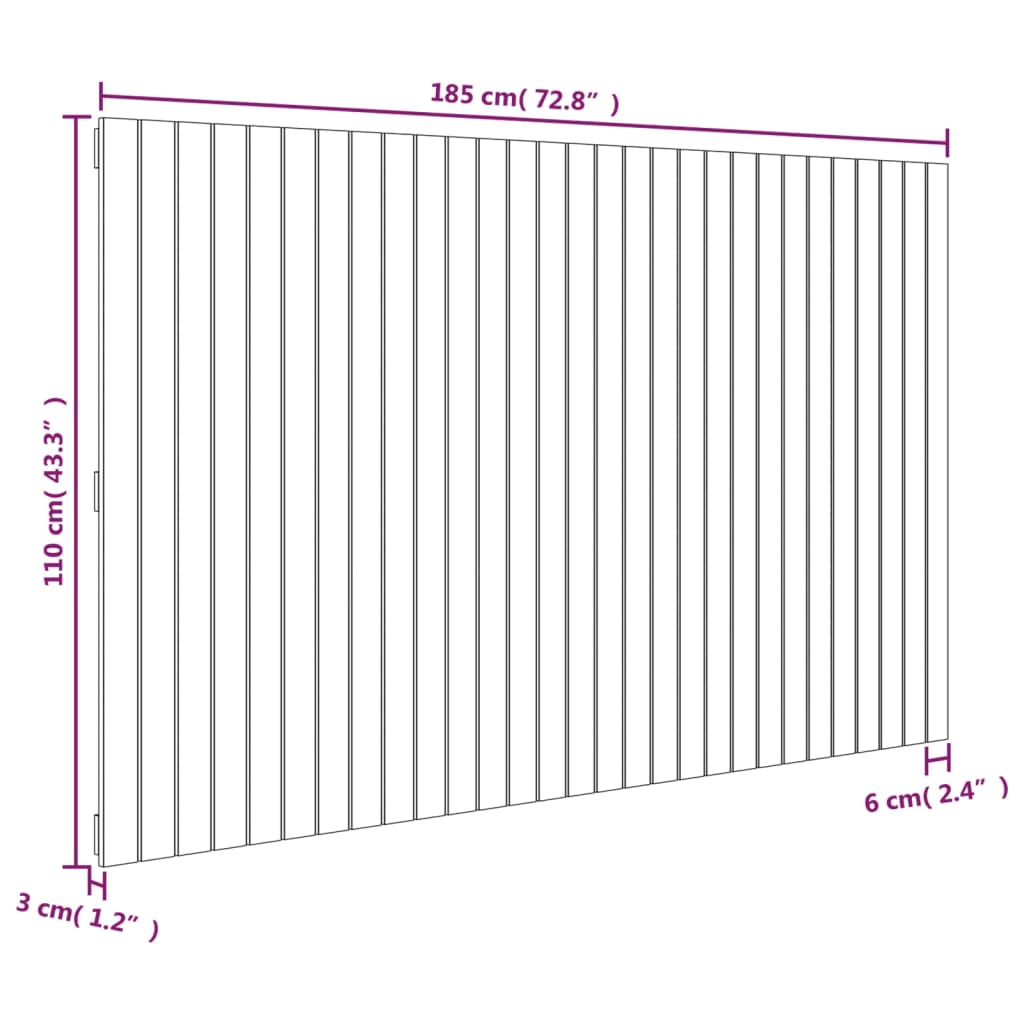 Wall Headboard 185 cm Solid Wood Pine