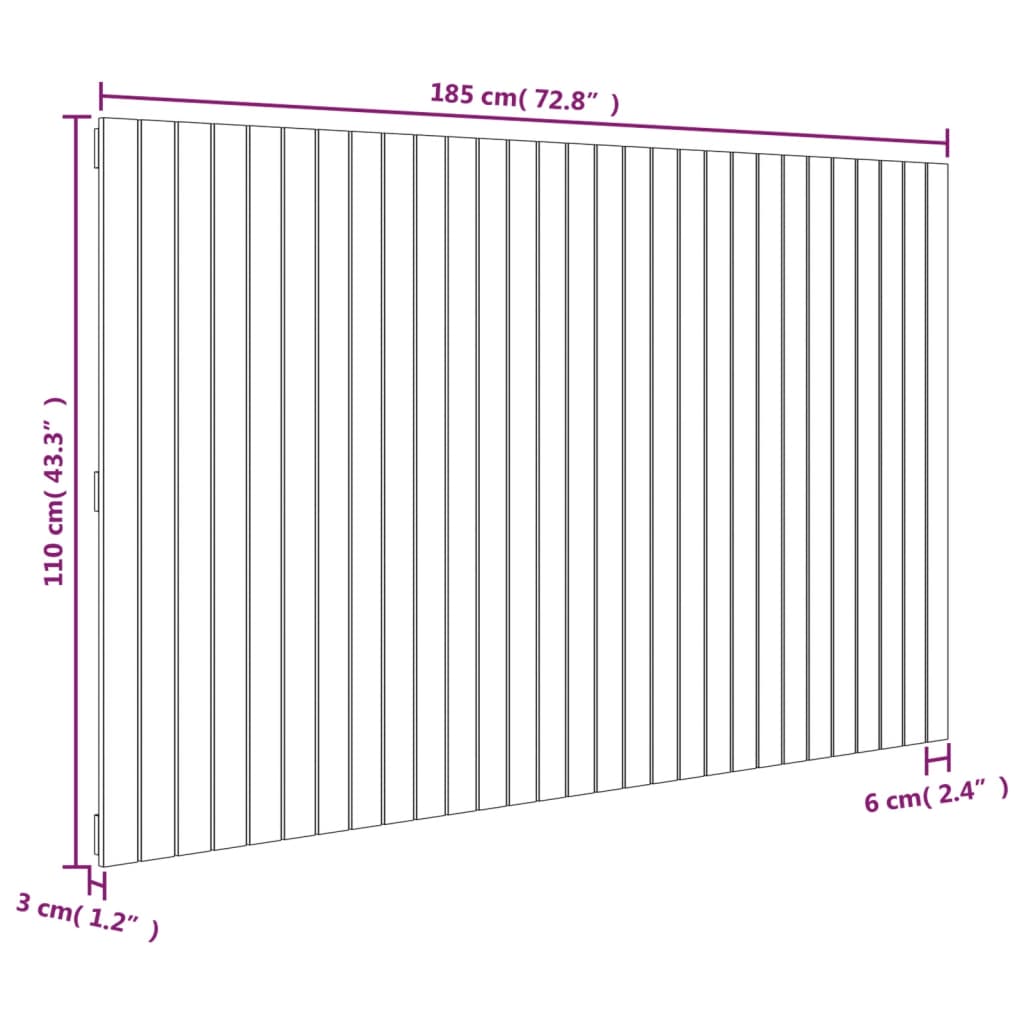 Wall Headboard White 185 cm Solid Wood Pine