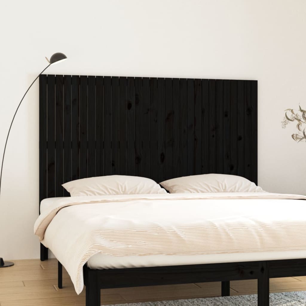 Wall Headboard Black 185 cm Solid Wood Pine