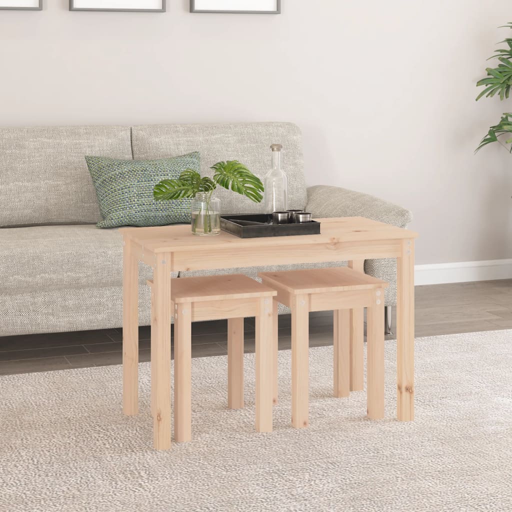 Nesting Tables 3 pcs Solid Wood Pine