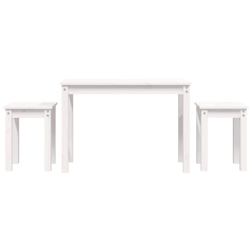 Nesting Tables 3 pcs White Solid Wood Pine