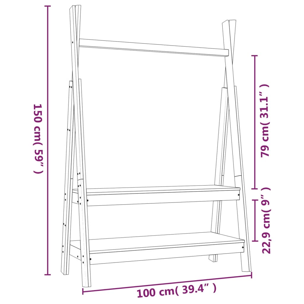 Clothes Rack 100x45.5x150 cm Solid Wood Pine