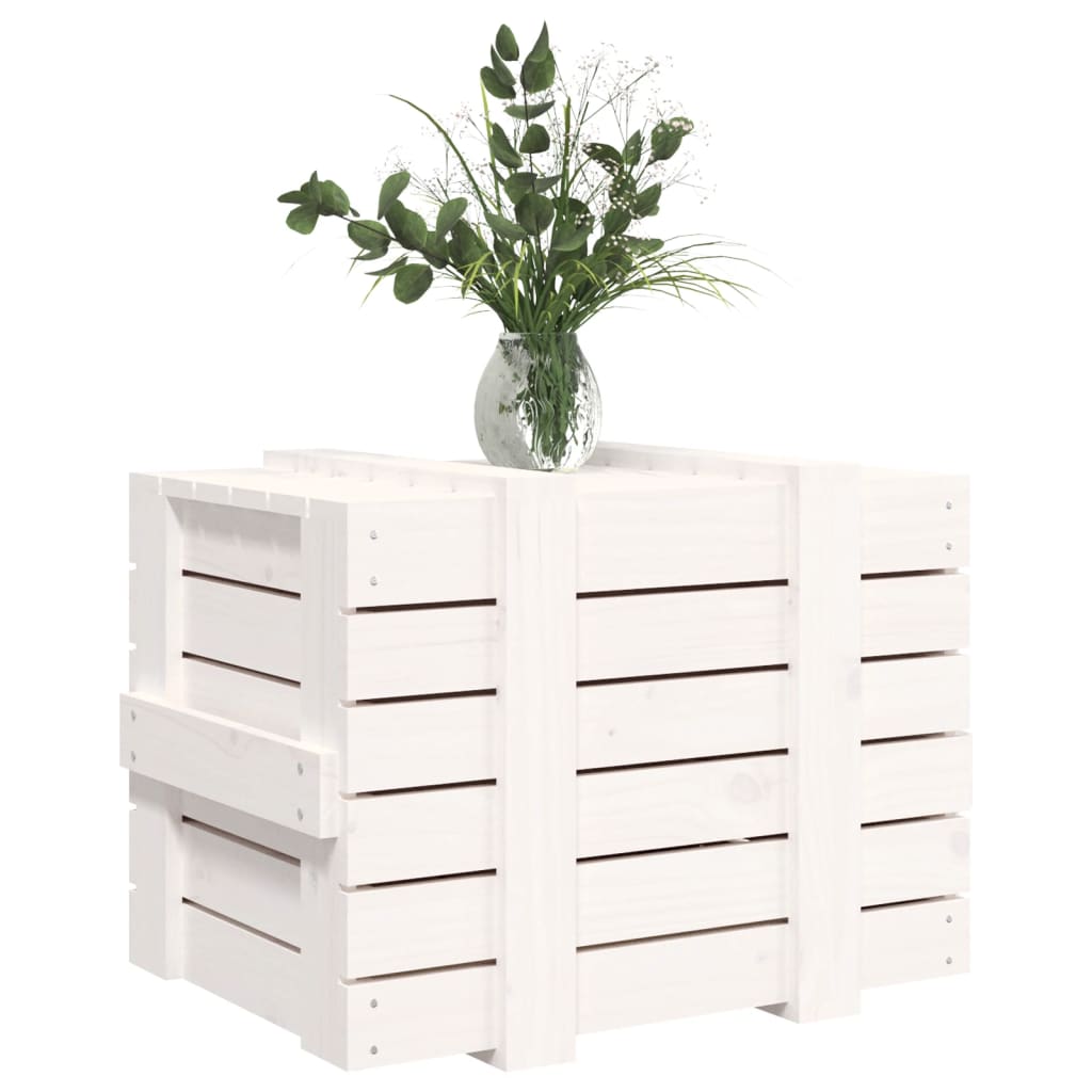 Storage Box White 58x40.5x42 cm Solid Wood Pine