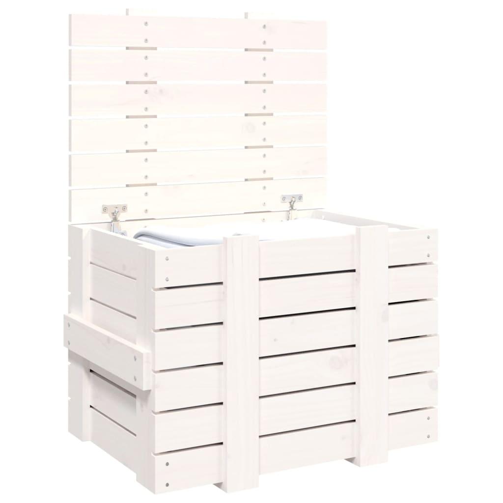 Storage Box White 58x40.5x42 cm Solid Wood Pine