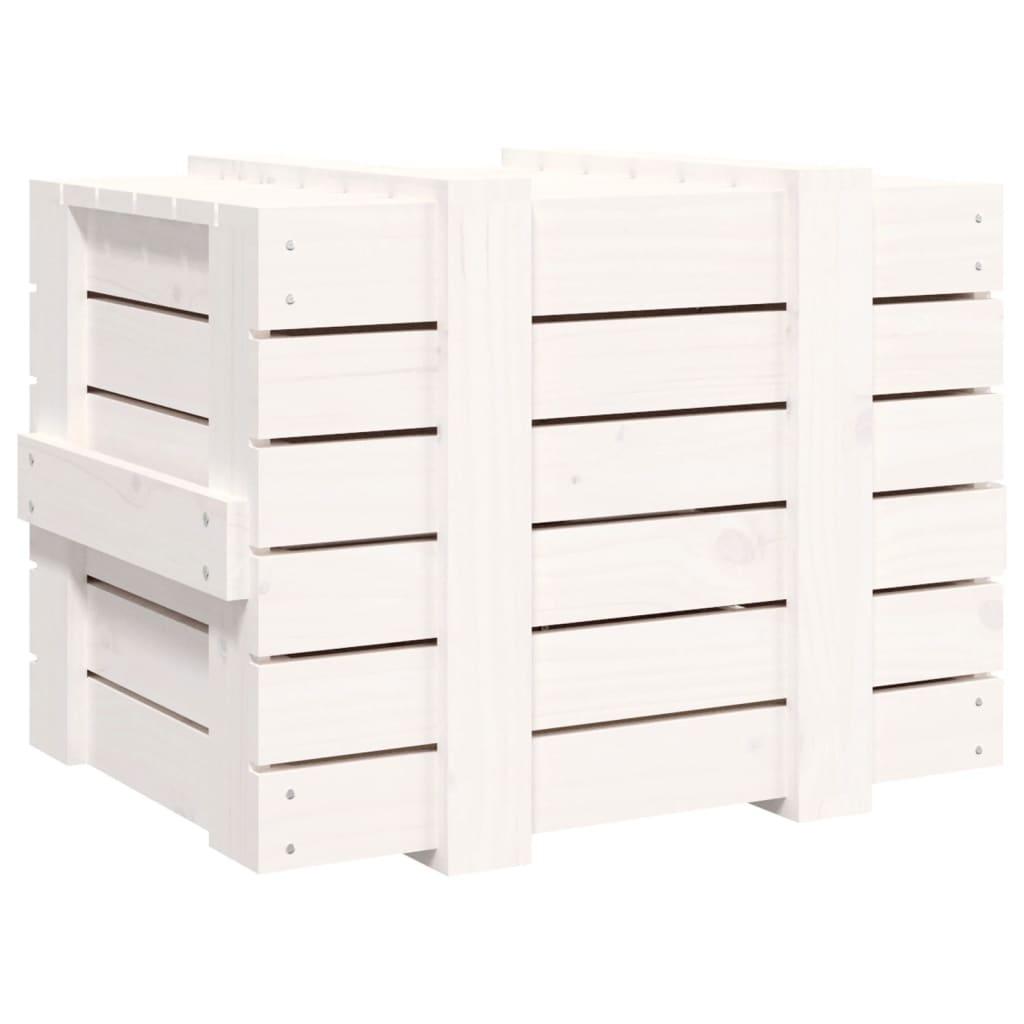 Storage Box White 58x40.5x42 cm Solid Wood Pine