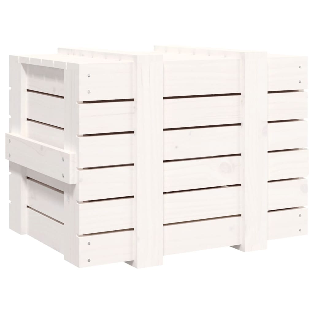 Storage Box White 58x40.5x42 cm Solid Wood Pine