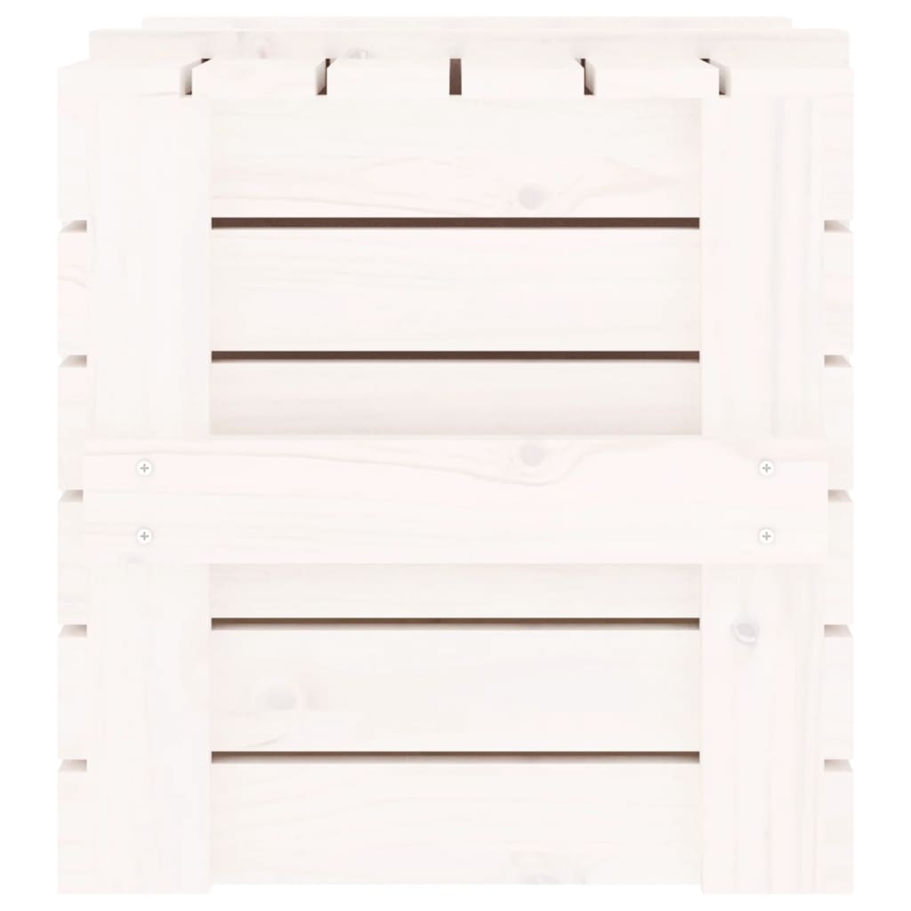 Storage Box White 58x40.5x42 cm Solid Wood Pine