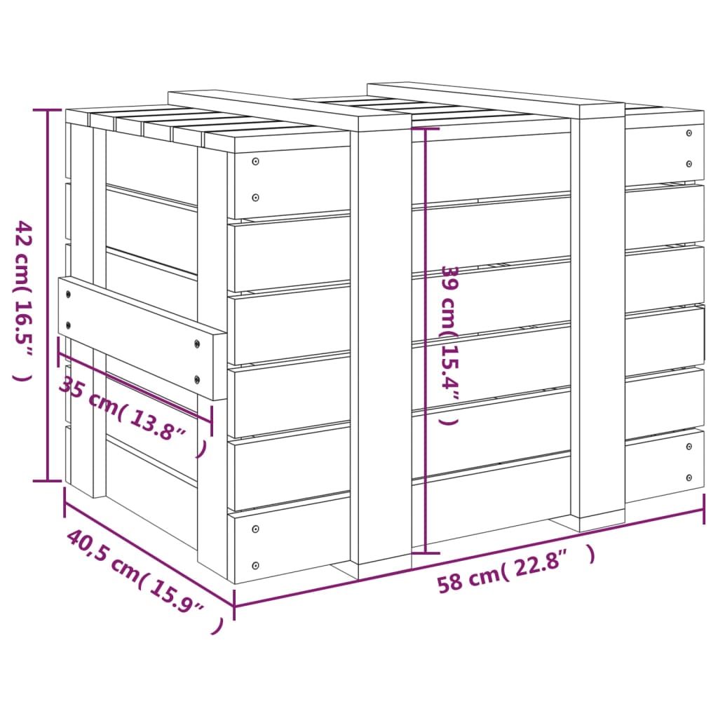 Storage Box White 58x40.5x42 cm Solid Wood Pine