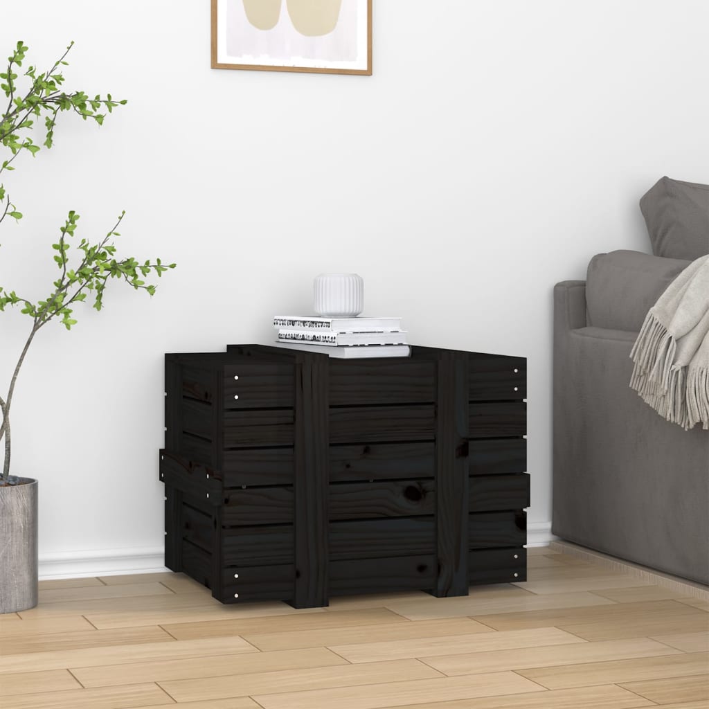 Storage Box Black 58x40.5x42 cm Solid Wood Pine