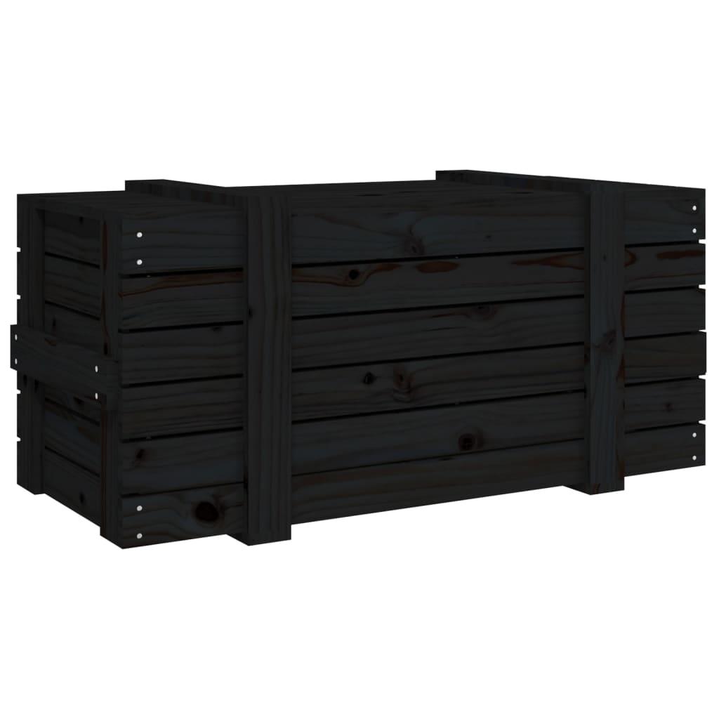 Storage Box Black 91x40.5x42 cm Solid Wood Pine