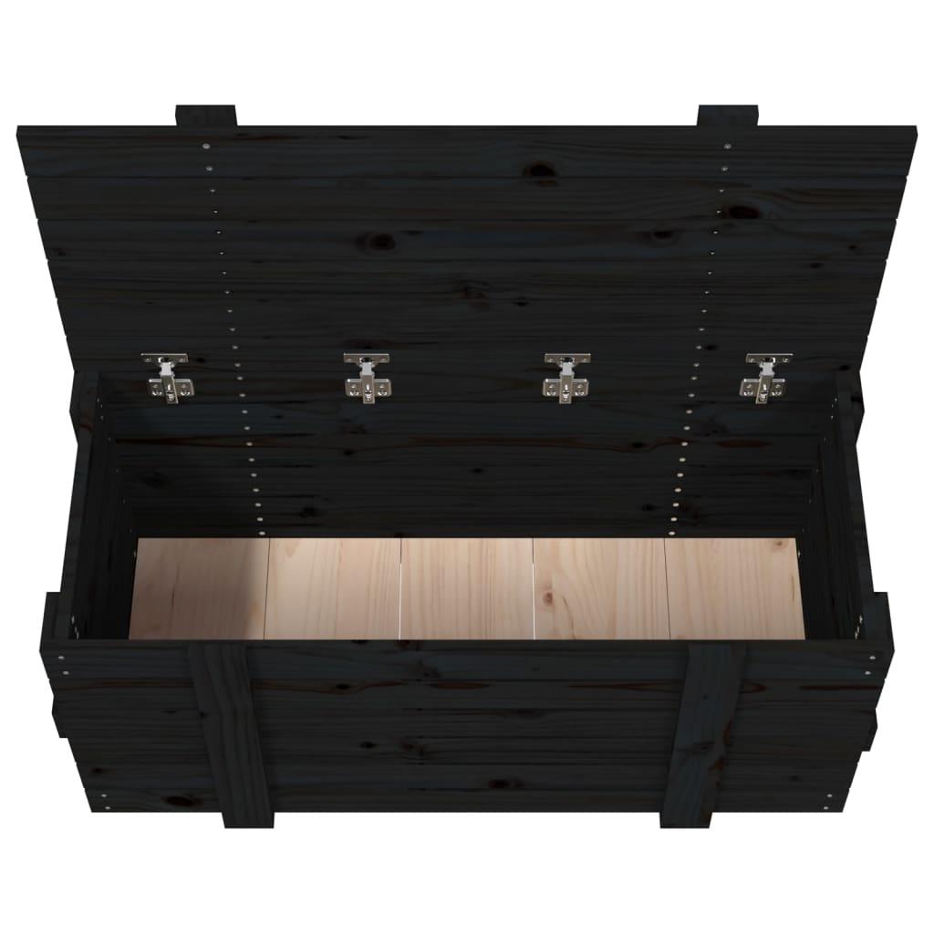 Storage Box Black 91x40.5x42 cm Solid Wood Pine