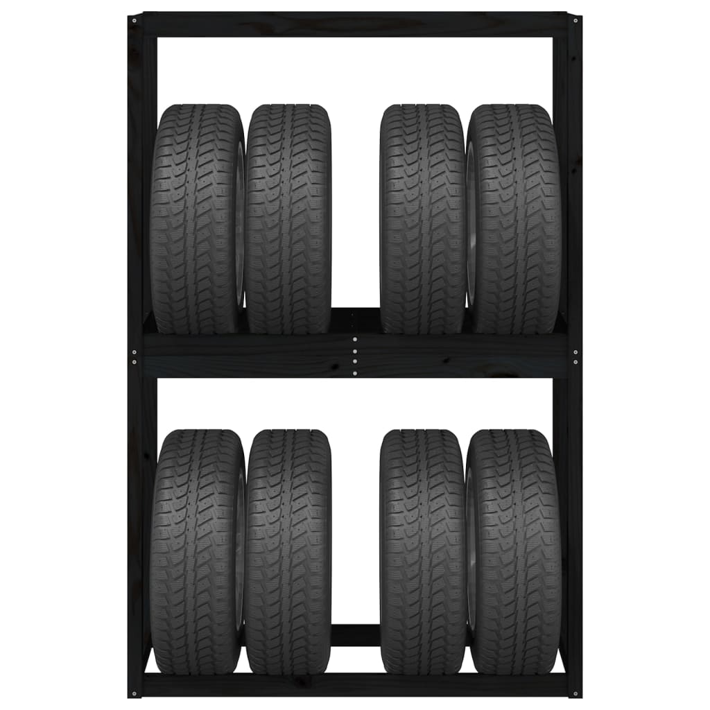 Tire Rack Black 120x40x180 cm Solid Wood Pine