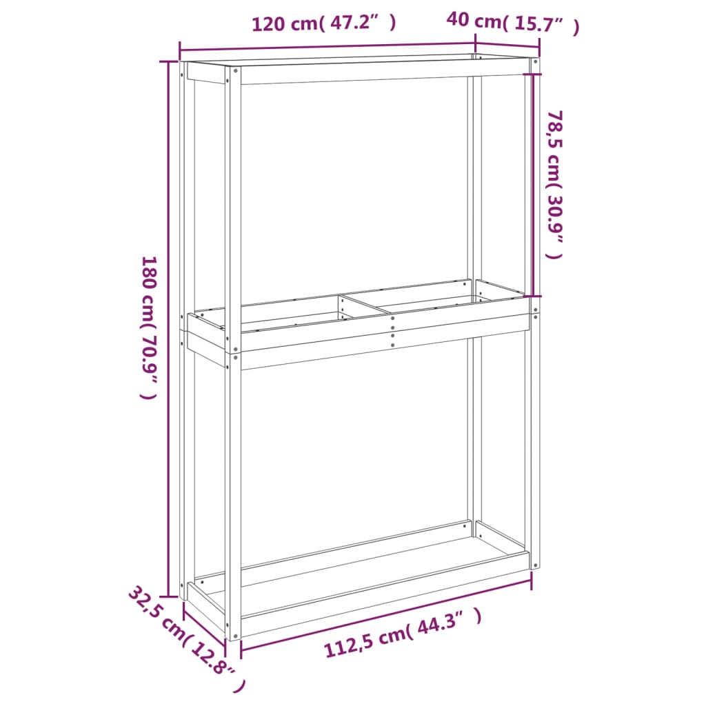 Tire Rack Black 120x40x180 cm Solid Wood Pine