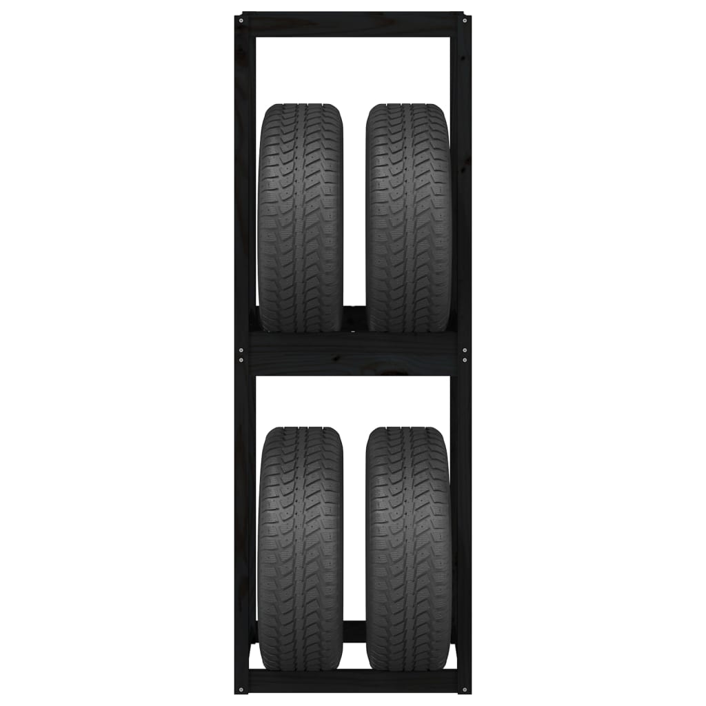 Tire Rack Black 63x40x180 cm Solid Wood Pine