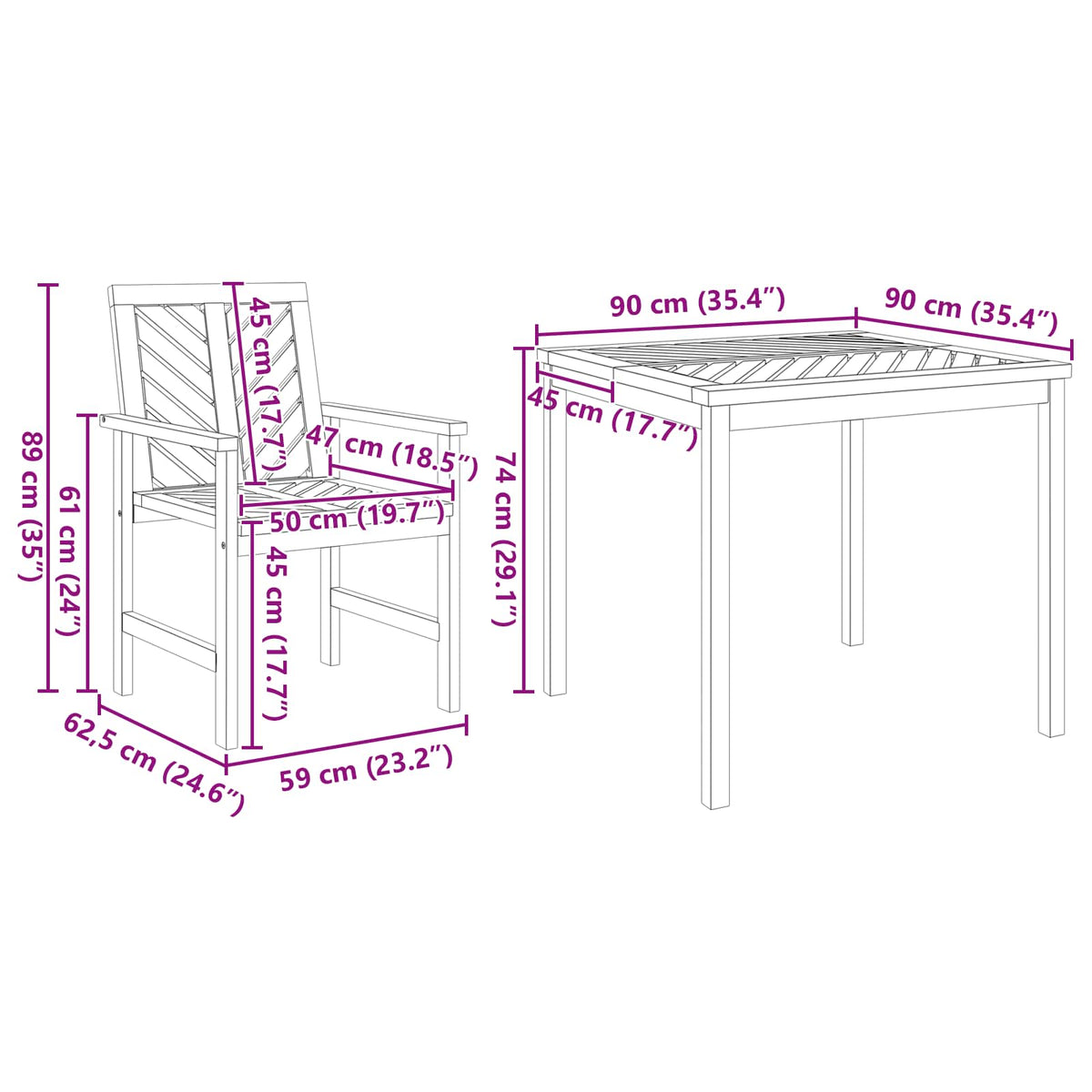 Garden Dining Set 3 pcs Brown Solid Acacia Wood
