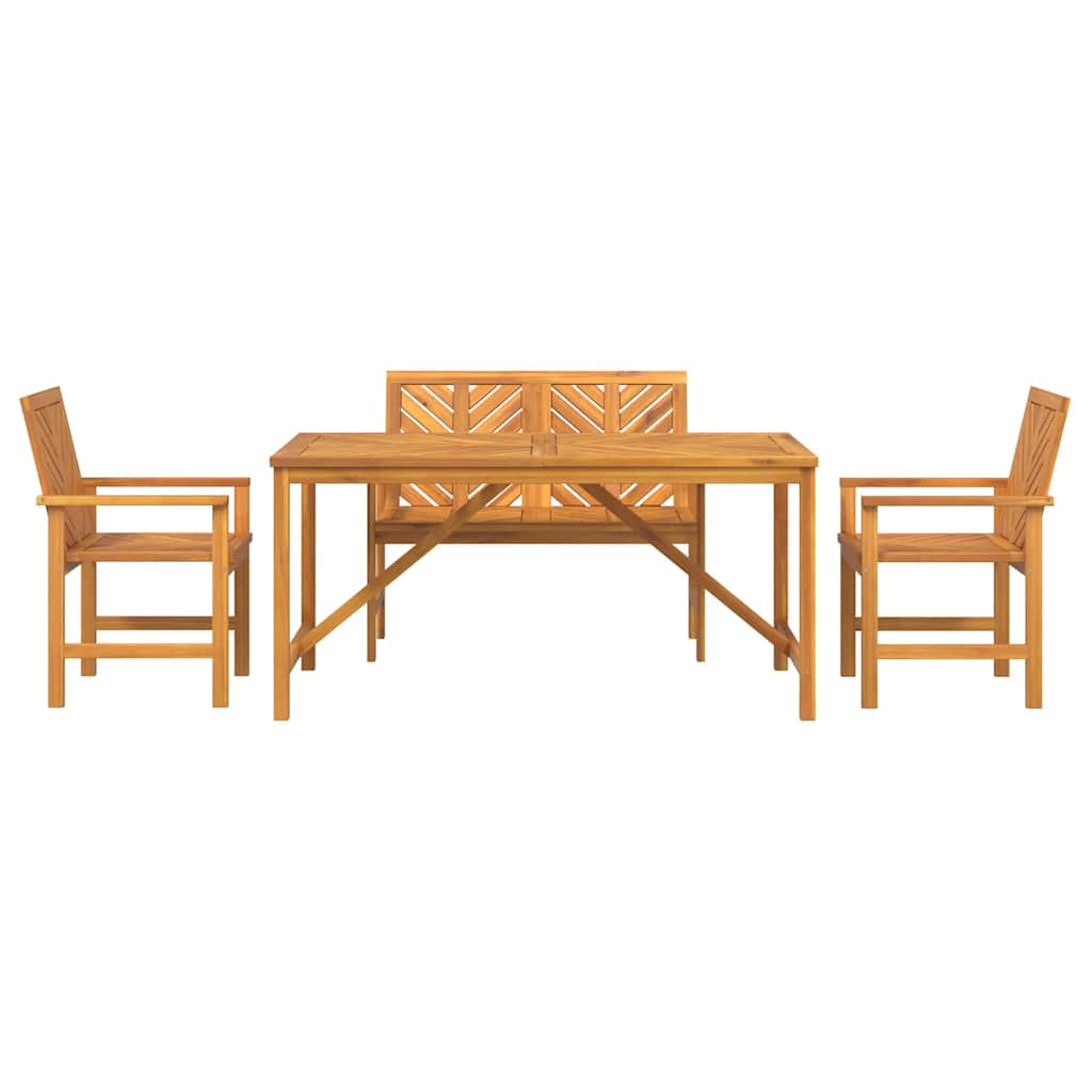 Garden Dining Set 4 pcs Brown Solid Acacia Wood