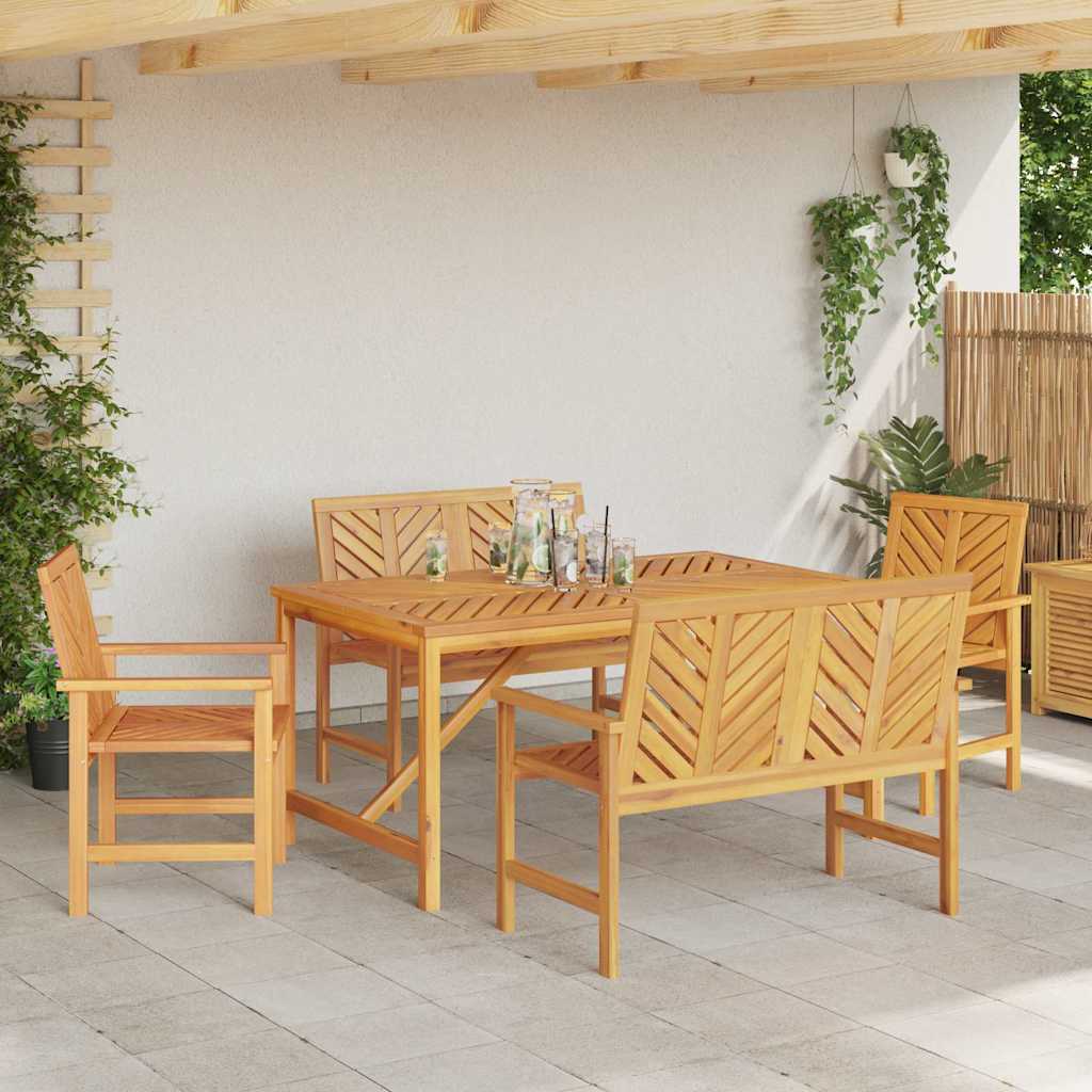 Garden Dining Set 5 pcs Brown Solid Acacia Wood