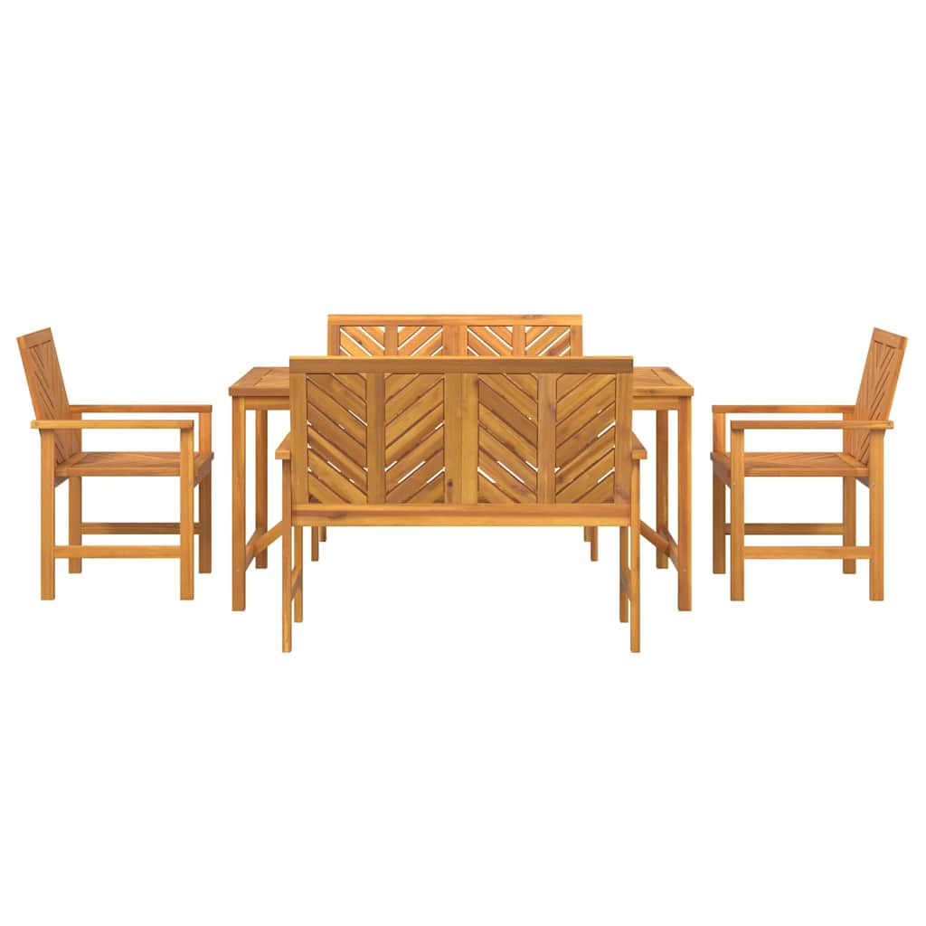 Garden Dining Set 5 pcs Brown Solid Acacia Wood