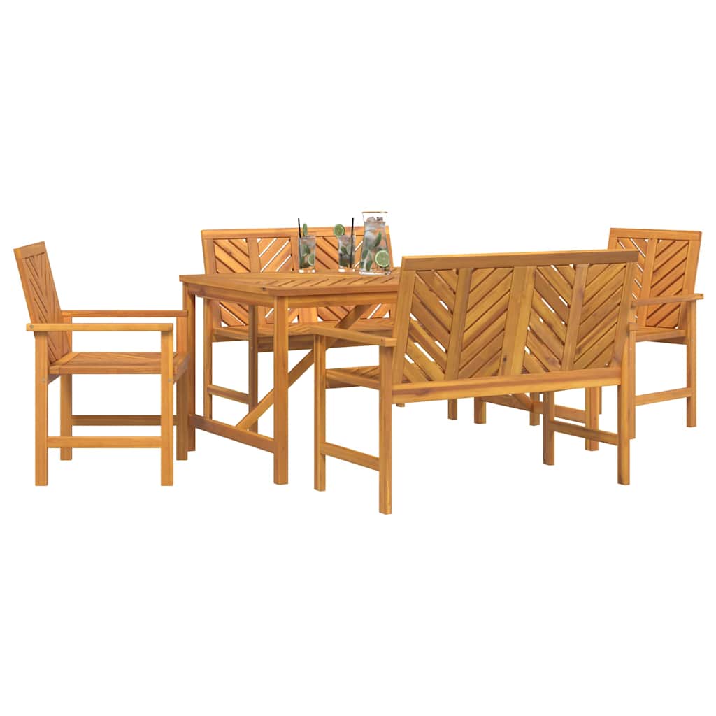 Garden Dining Set 5 pcs Brown Solid Acacia Wood
