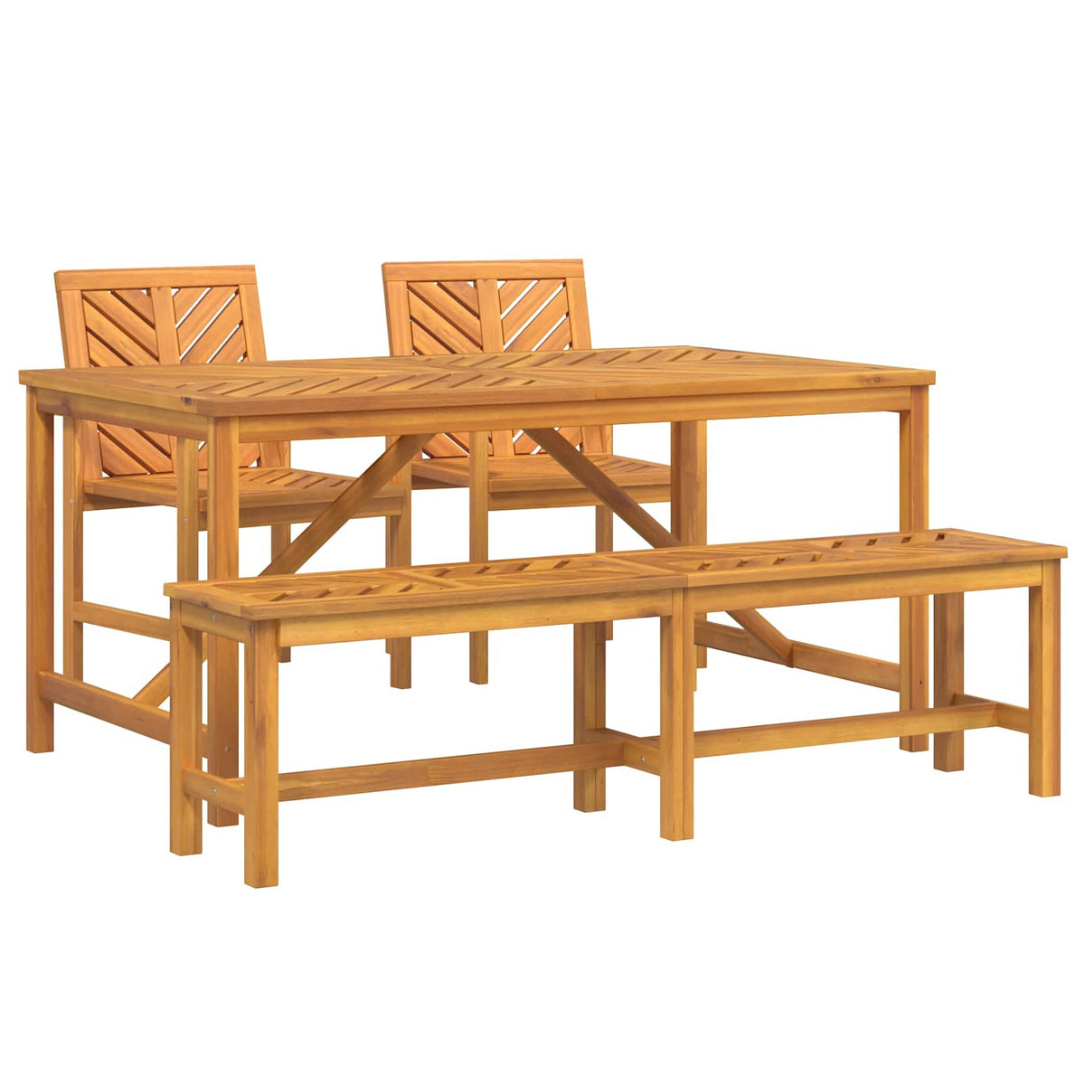 Garden Dining Set 4 pcs Brown Solid Acacia Wood
