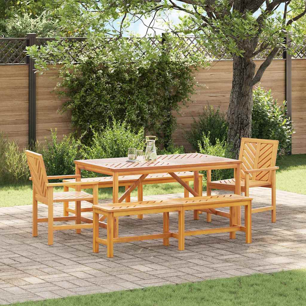 Garden Dining Set 5 pcs Brown Solid Acacia Wood
