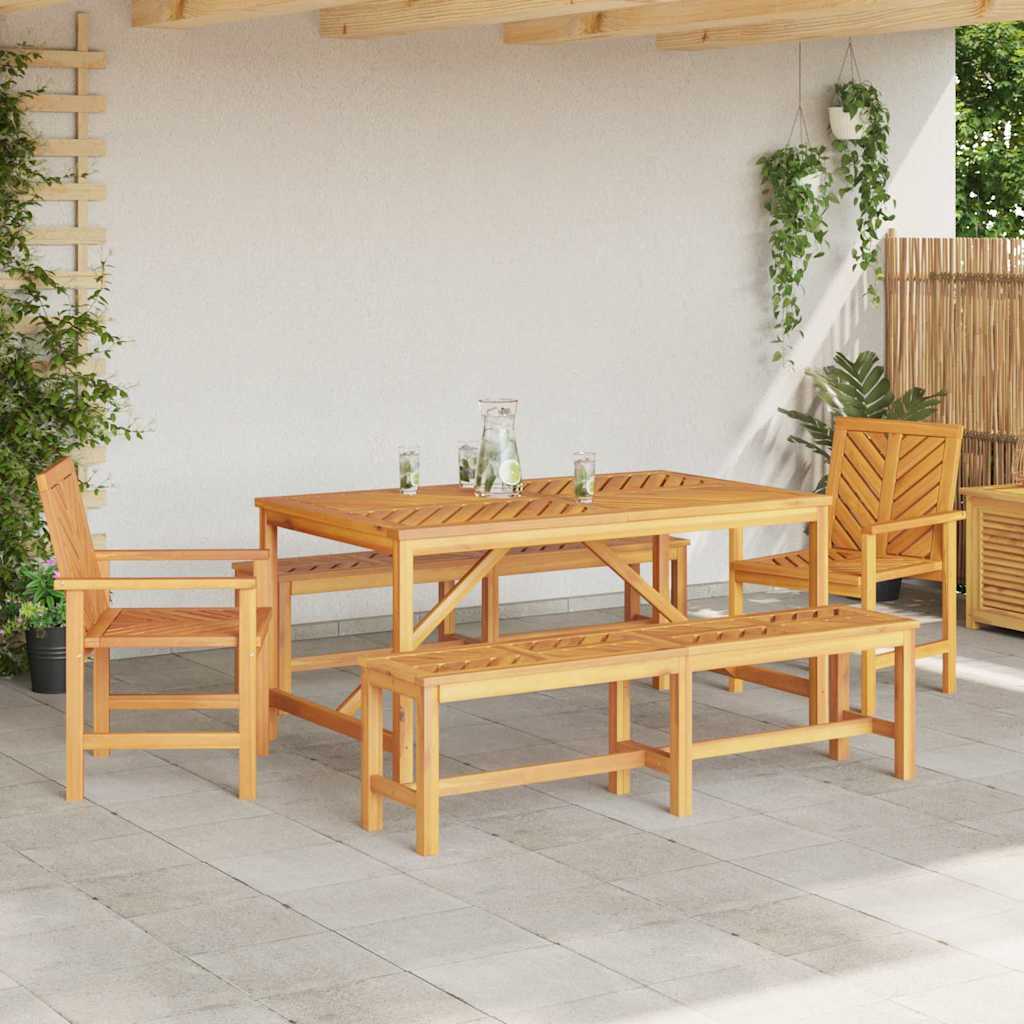 Garden Dining Set 5 pcs Brown Solid Acacia Wood