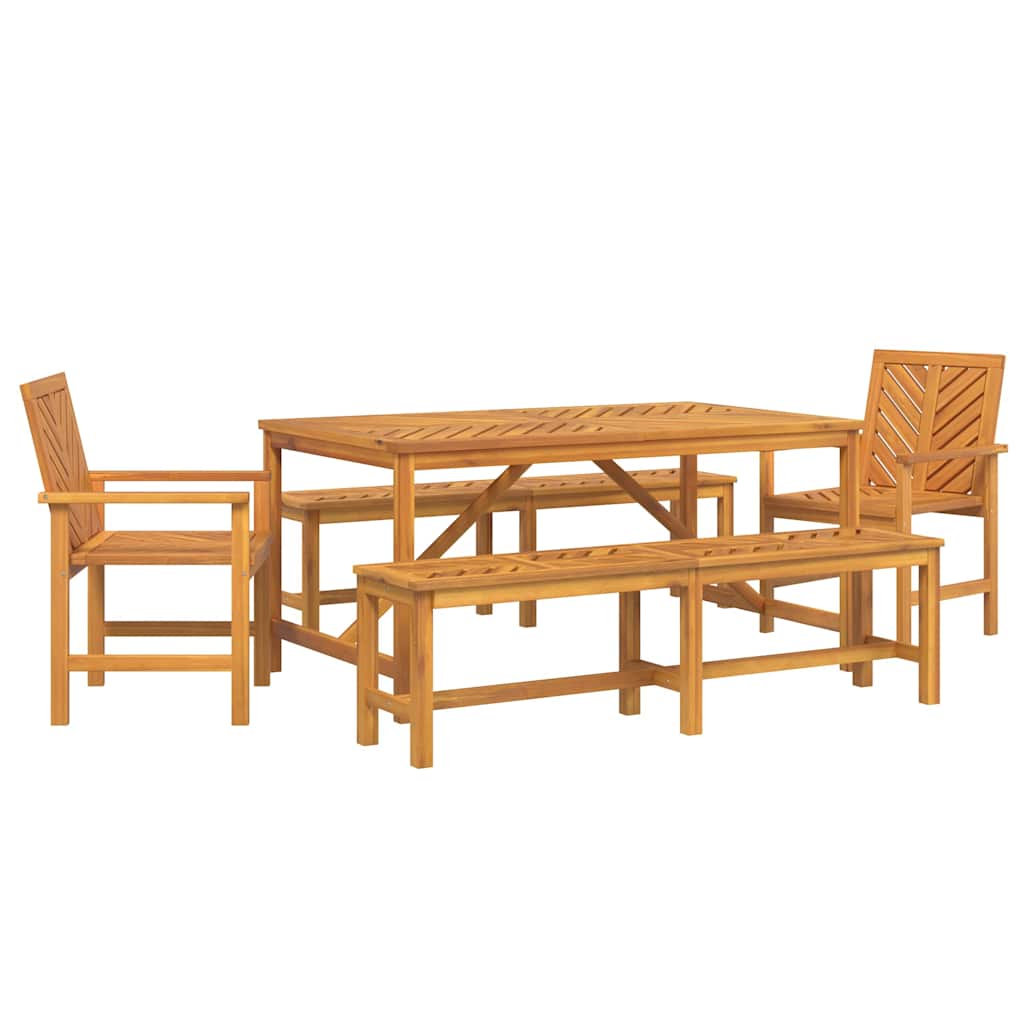 Garden Dining Set 5 pcs Brown Solid Acacia Wood