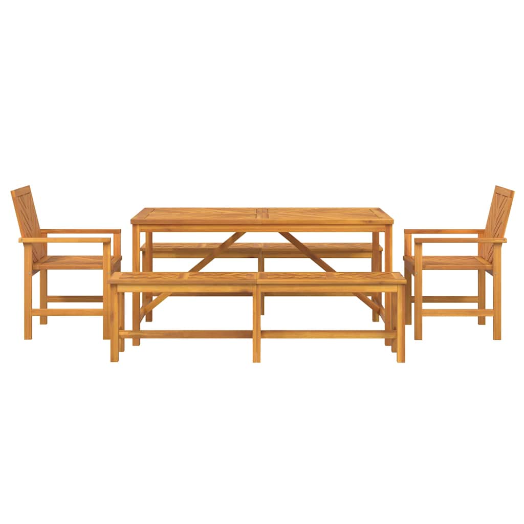 Garden Dining Set 5 pcs Brown Solid Acacia Wood