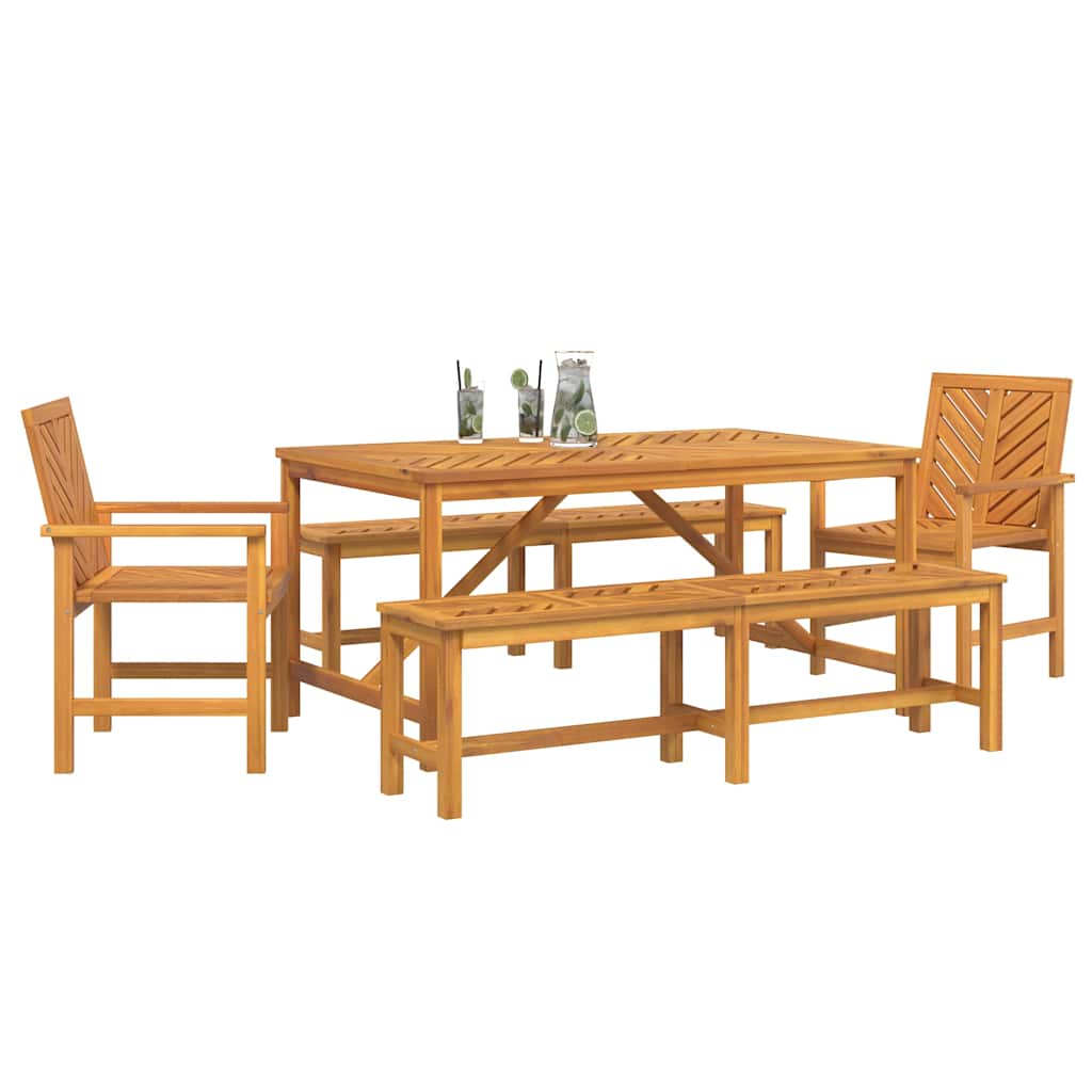Garden Dining Set 5 pcs Brown Solid Acacia Wood