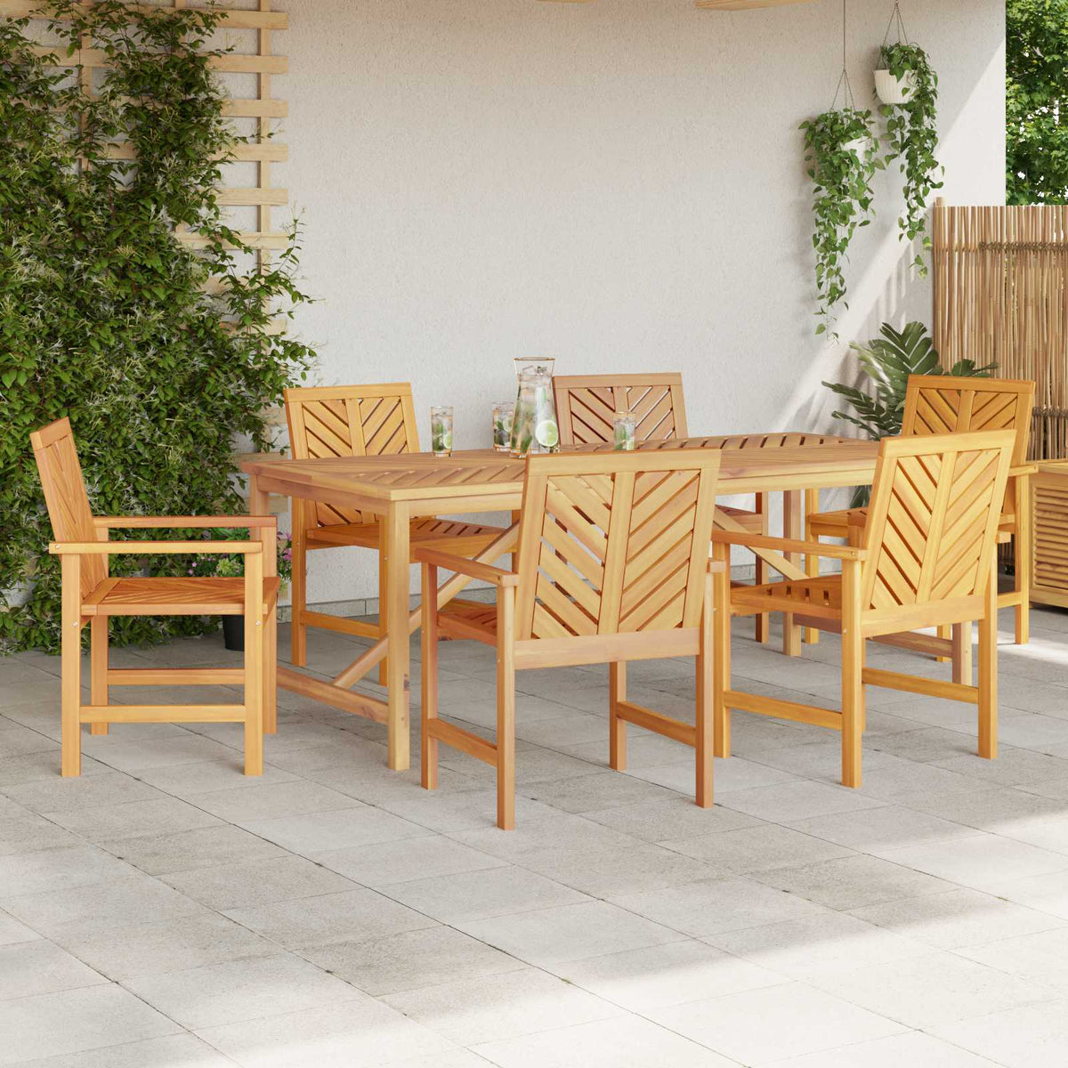 Garden Dining Set 7 pcs Brown Solid Acacia Wood