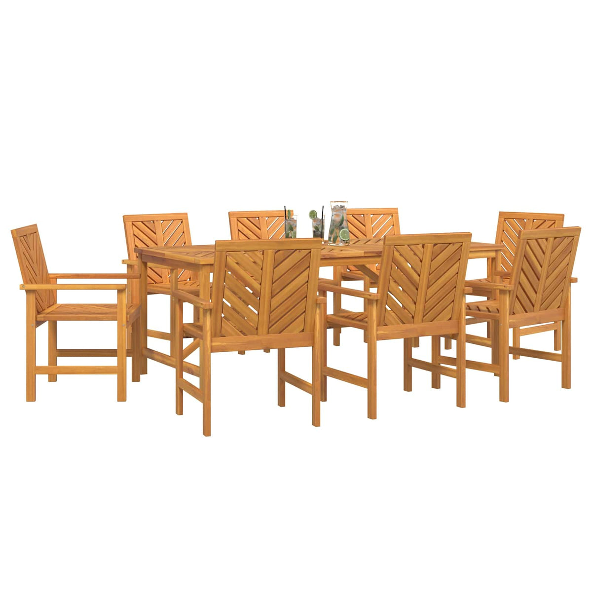 Garden Dining Set 9 pcs Brown Solid Acacia Wood