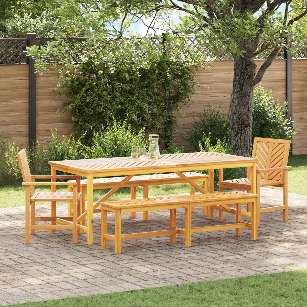 Garden Dining Set 5 pcs Brown Solid Acacia Wood
