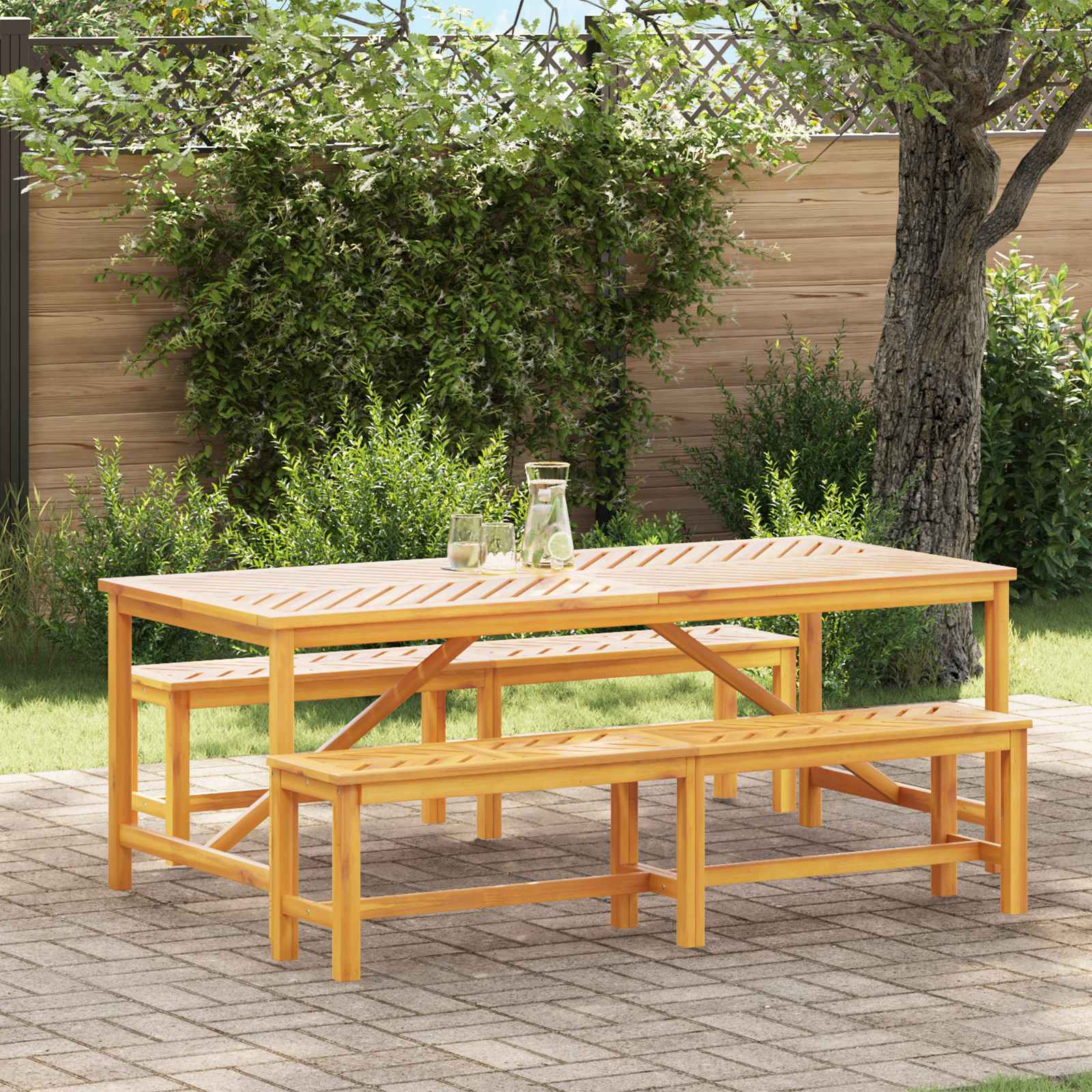 Garden Dining Set 3 pcs Brown Solid Acacia Wood