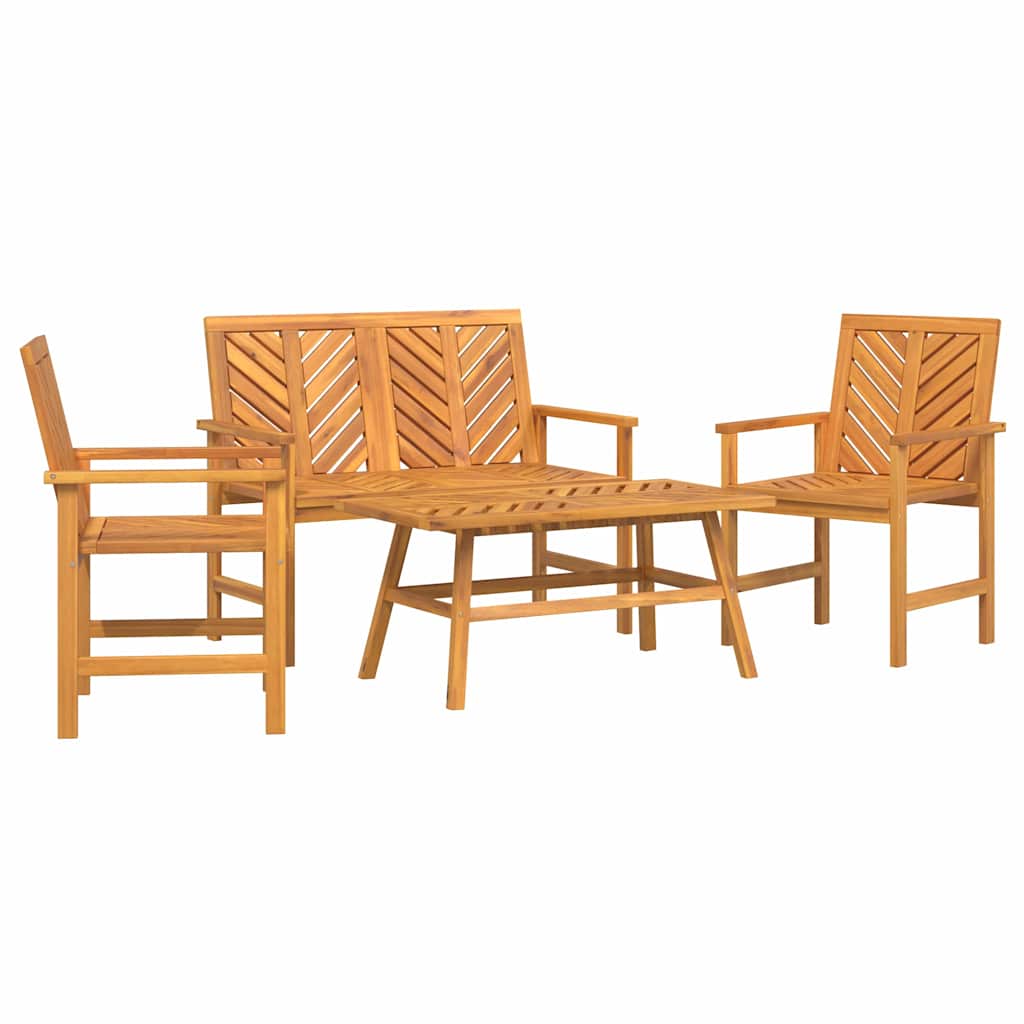 Garden Lounge Set 4 pcs Brown Solid Acacia Wood