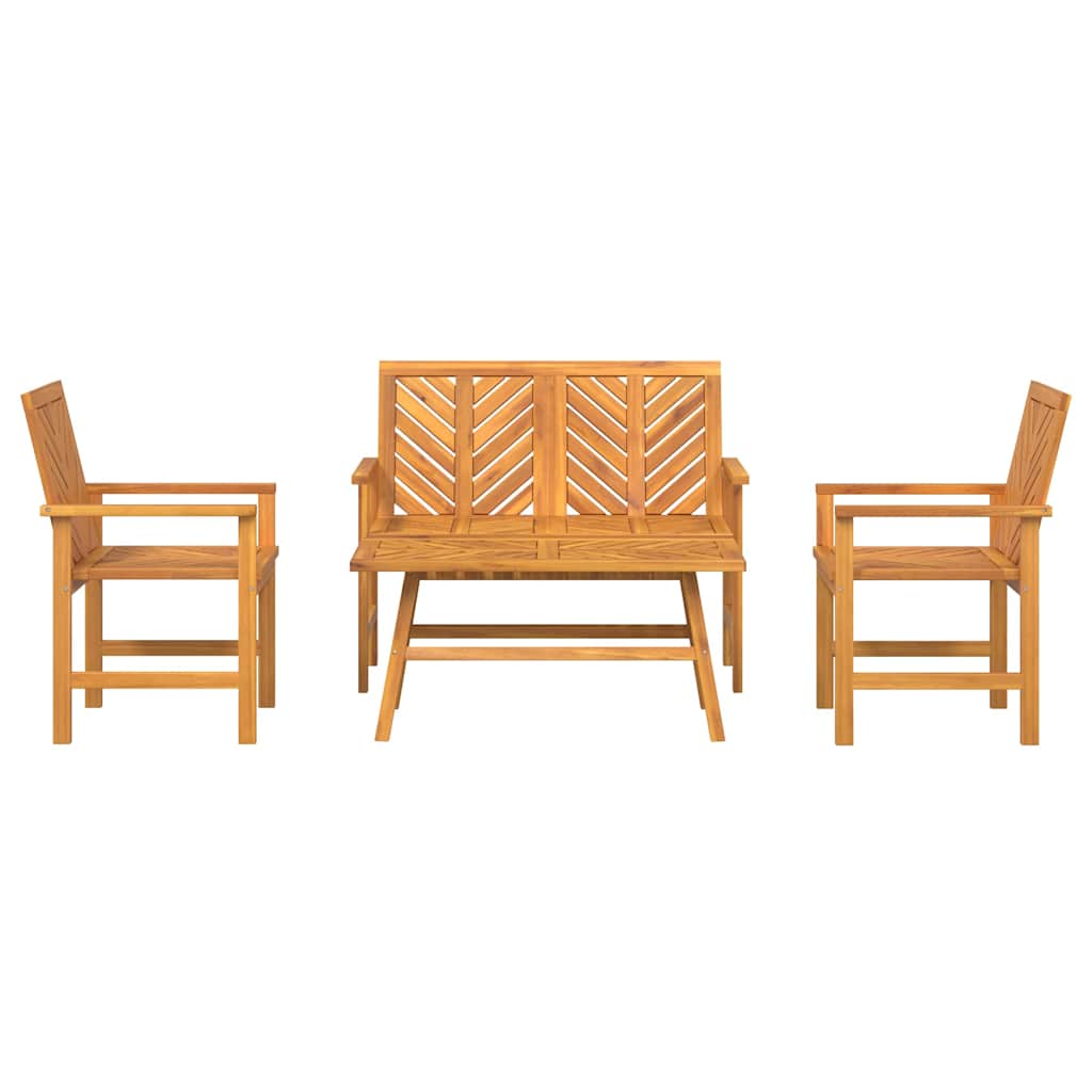 Garden Lounge Set 4 pcs Brown Solid Acacia Wood