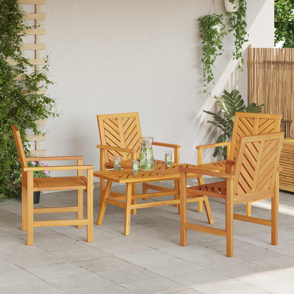 Garden Lounge Set 5 pcs Brown Solid Acacia Wood