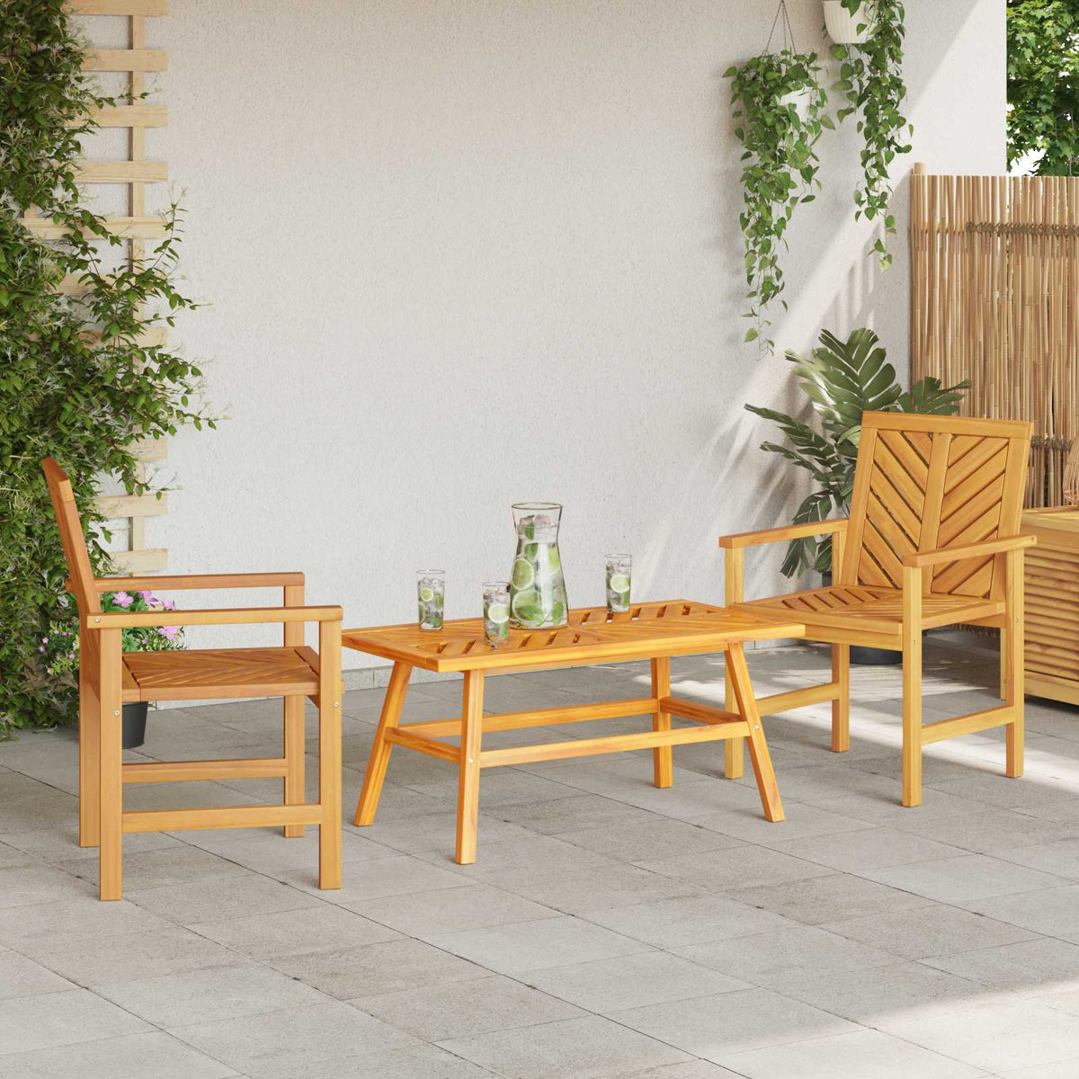 Garden Lounge Set 3 pcs Brown Solid Acacia Wood