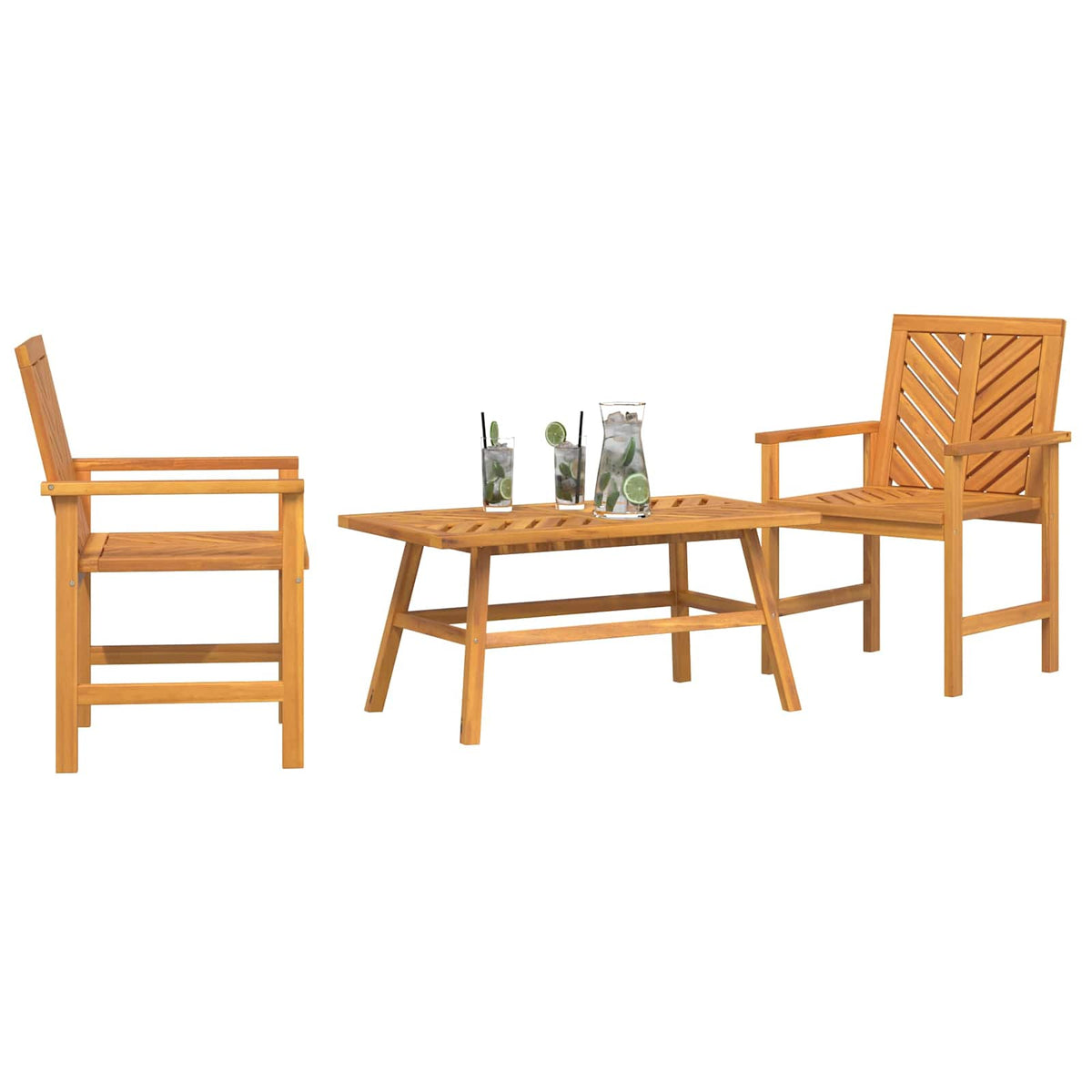 Garden Lounge Set 3 pcs Brown Solid Acacia Wood