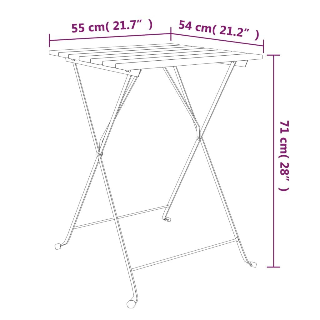 Folding Bistro Table 55x54x71 cm Solid Wood Acacia and Steel