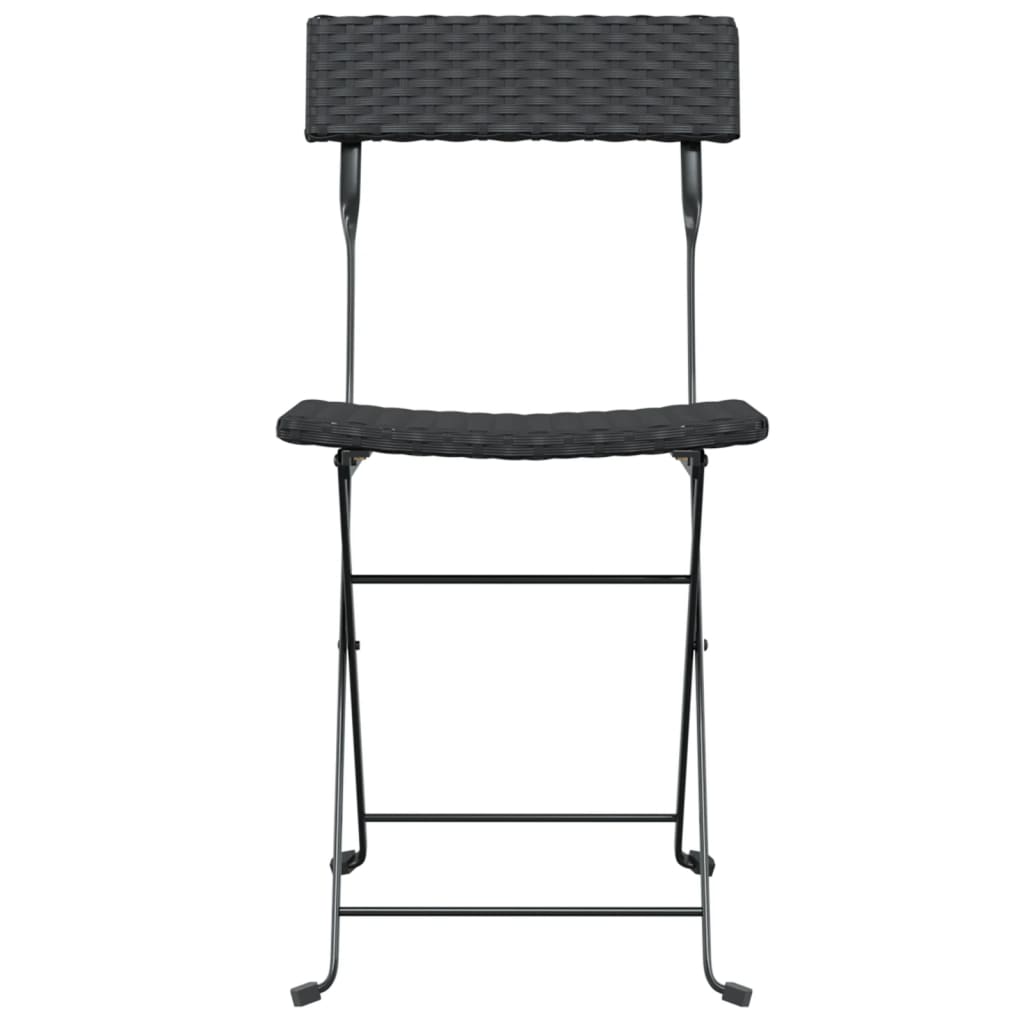 Folding Bistro Chairs 2 pcs Black Poly Rattan and Steel