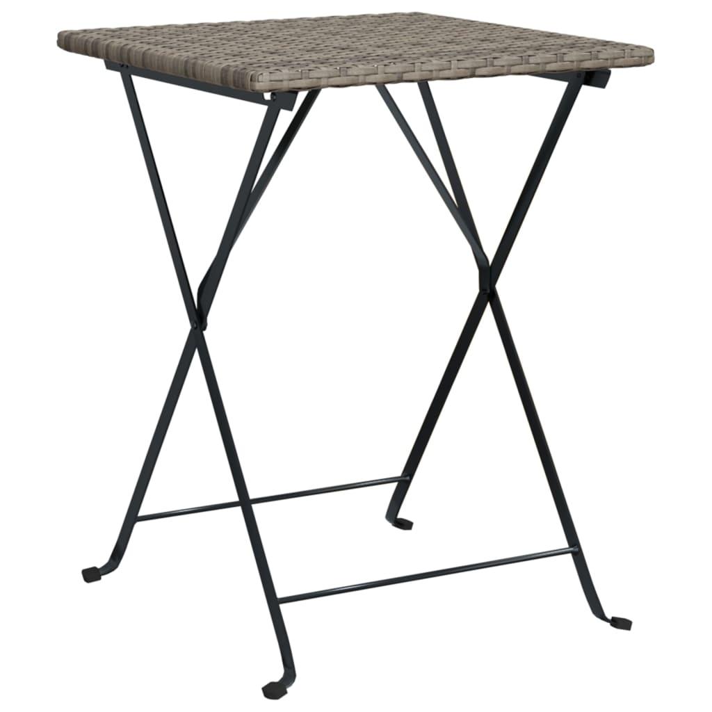 3 Piece Folding Bistro Set Grey Poly Rattan
