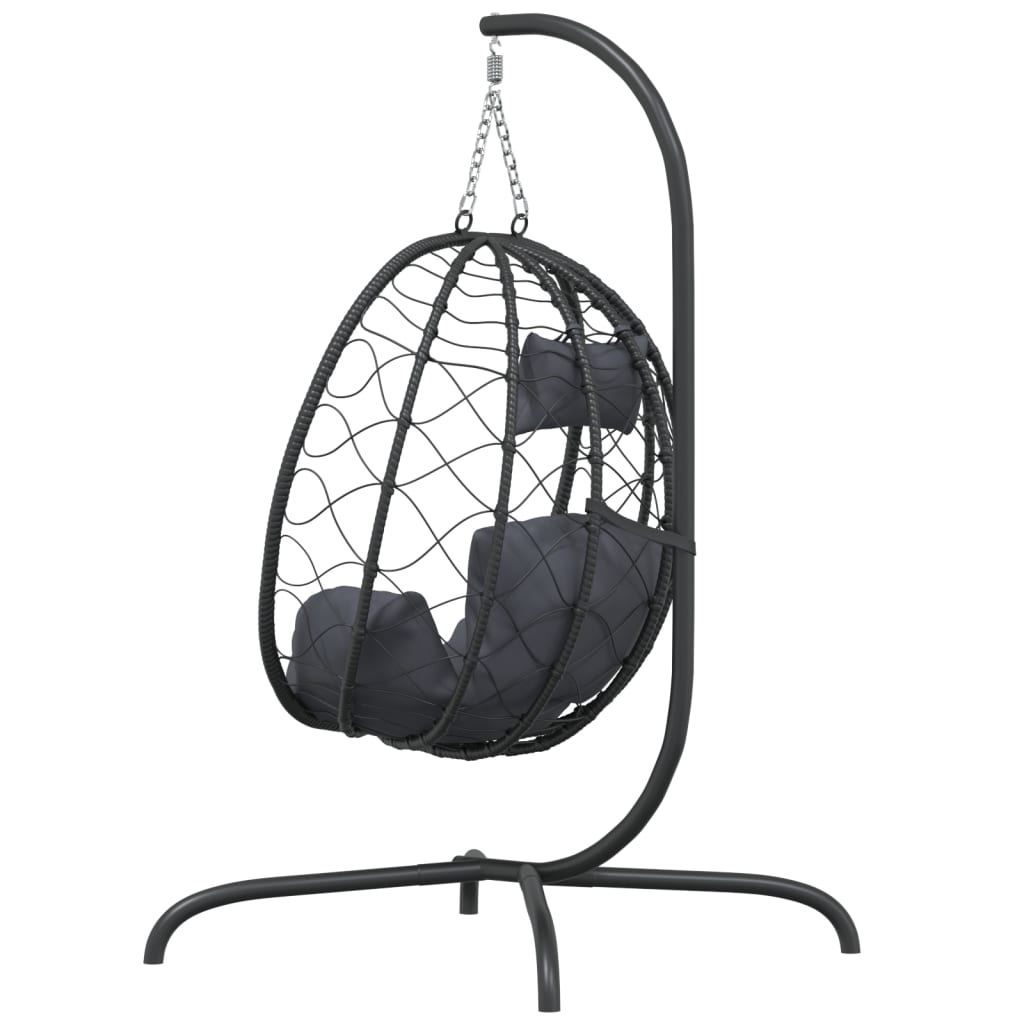 Hanging Egg Chair with Cushion Anthracite Poly Rattan&Steel