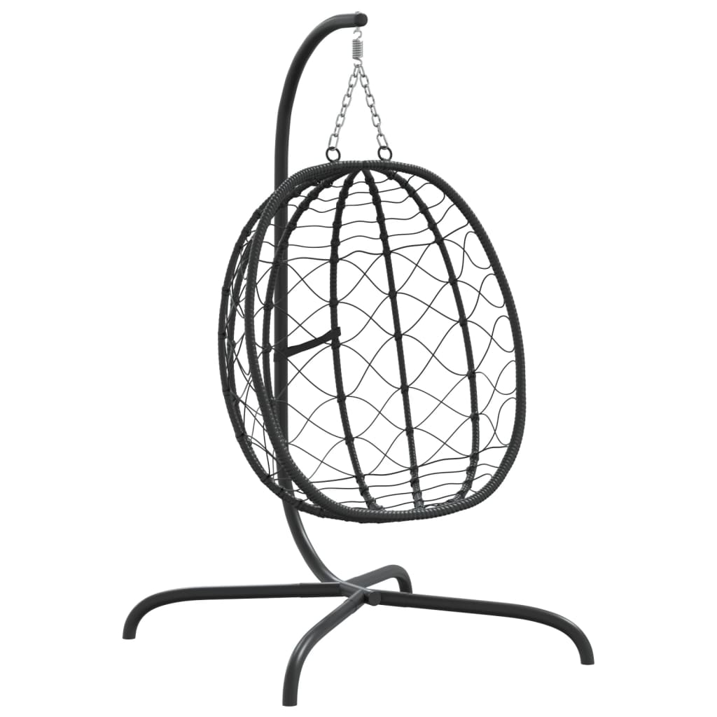 Hanging Egg Chair with Cushion Cream White Poly Rattan&Steel