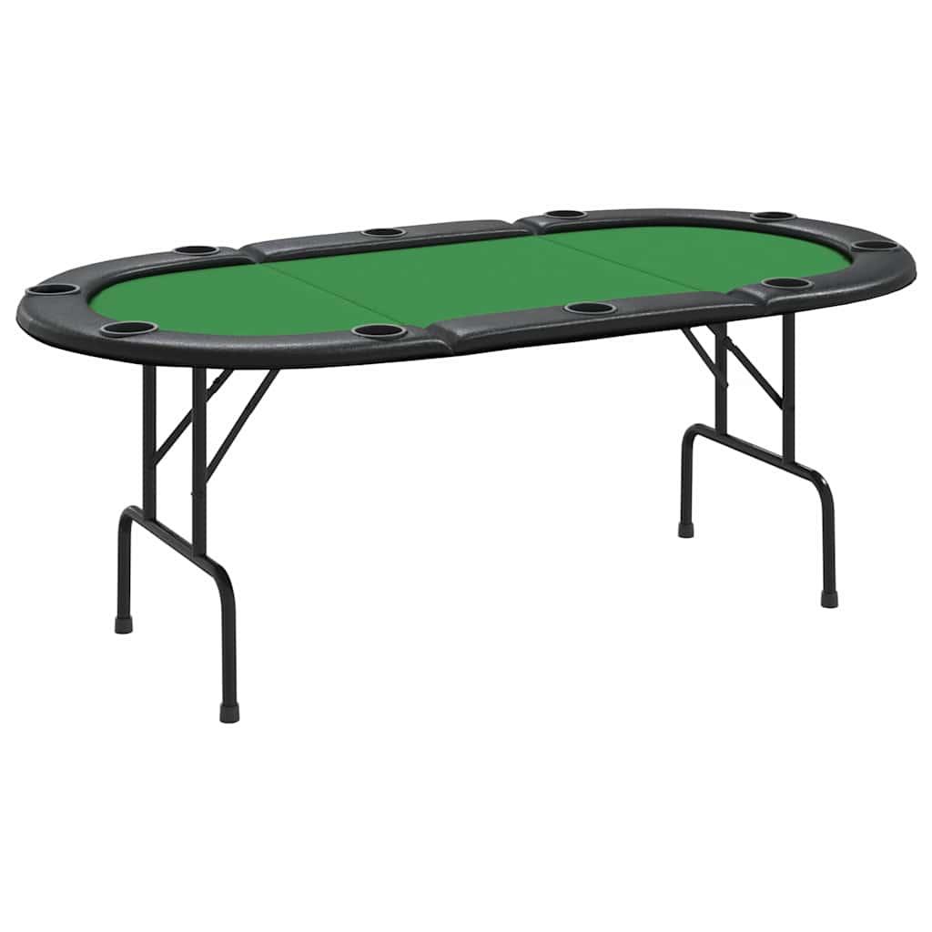 10-Player Folding Poker Table Green 207x106x76 cm